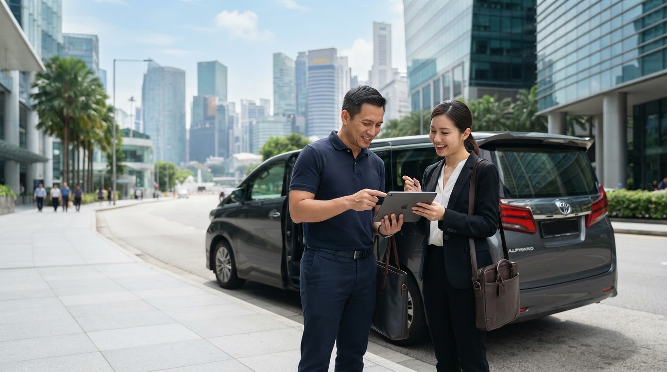 Singapore vehicle owner reviewing COE renewal loan financing options with a consultant